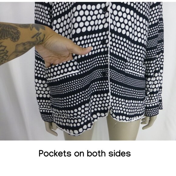 Kate Spade Black and White Polka Dot Button-Up Top New York Dream A Little Dream - Picture 5 of 11